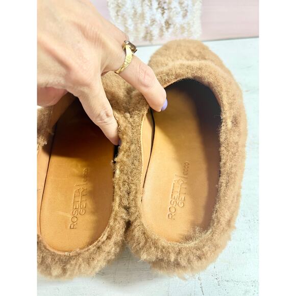 Rosetta Getty ECCO Slip-On Closed Toe Shearling Clog Slipper Toffee Women 38/7.5 - Picture 7 of 8